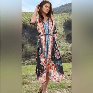 Johnny Was Geana Patsey silk midi dress